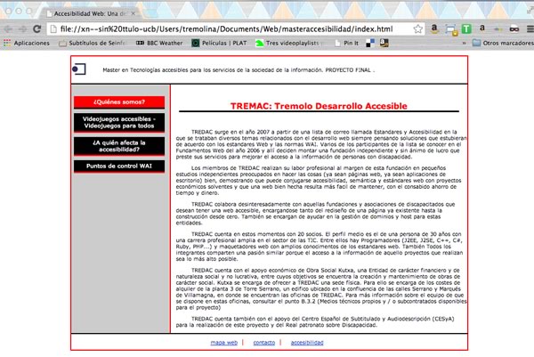 captura de pantalla de la web realizada para el master de Accsibilidad de la UOC