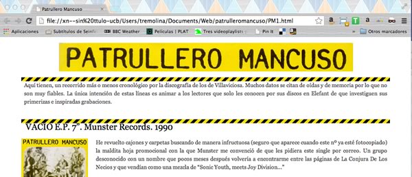 captura de pantalla e la web de Patrullero Mancuso